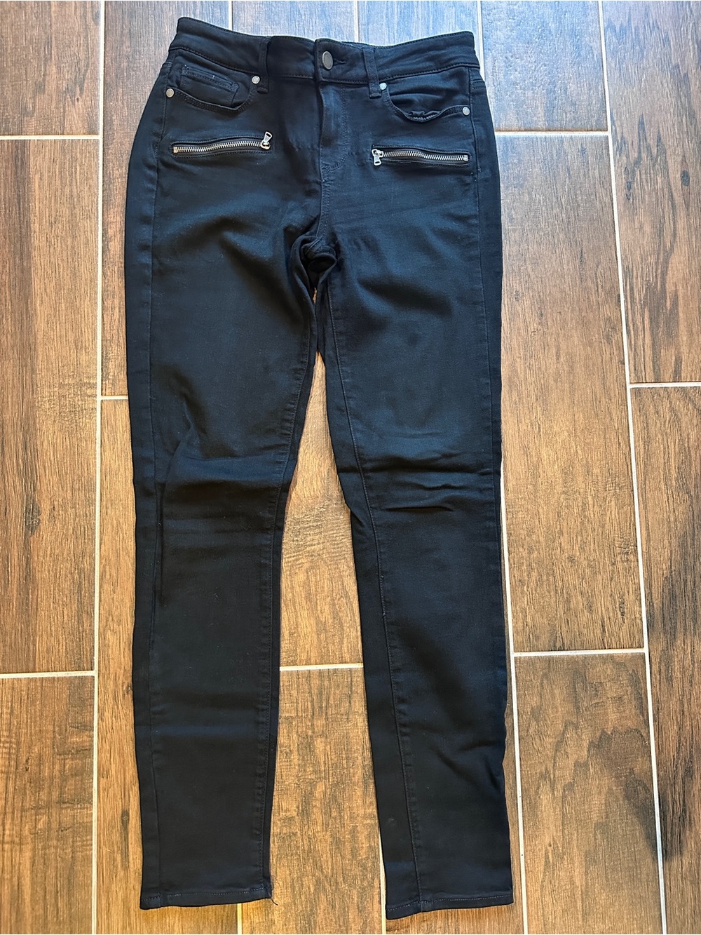 Paige High-Rise Black Skinny Jeans with Front Zip Details